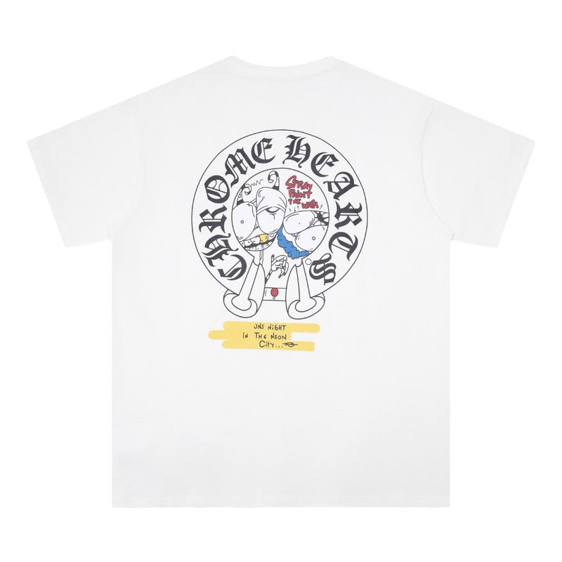 Chrome Heart T Shirts Crowe Cartoon Comic Print Short Sleeve