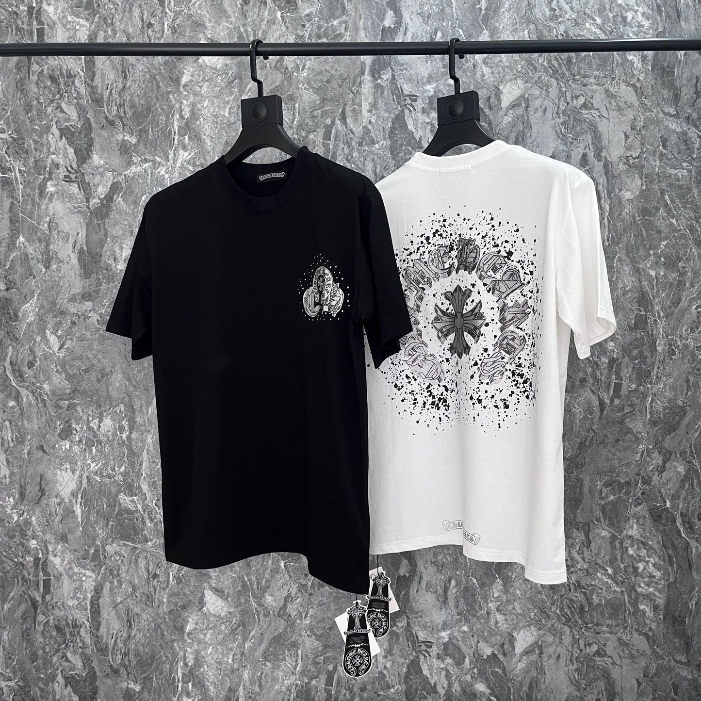 Chrome Heart T Shirts Cross Print Short Sleeve T-Shirt Loose