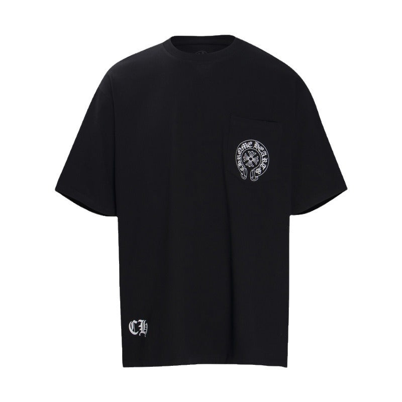 Chrome Heart T Shirts Summer Horseshoe Cross Print Short Sleeve T-Shirt