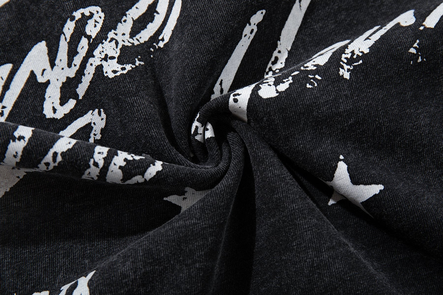 MAJESTIK Washed Black Tour Graphic T-Shirt ¡ª fabric_closeup