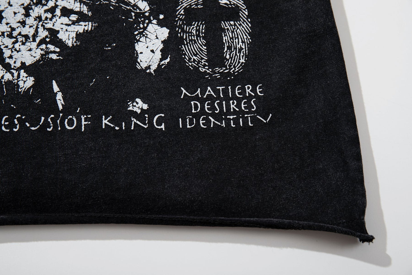 MAJESTIK Washed Black Distressed Graphic T-Shirt ¡ª detail