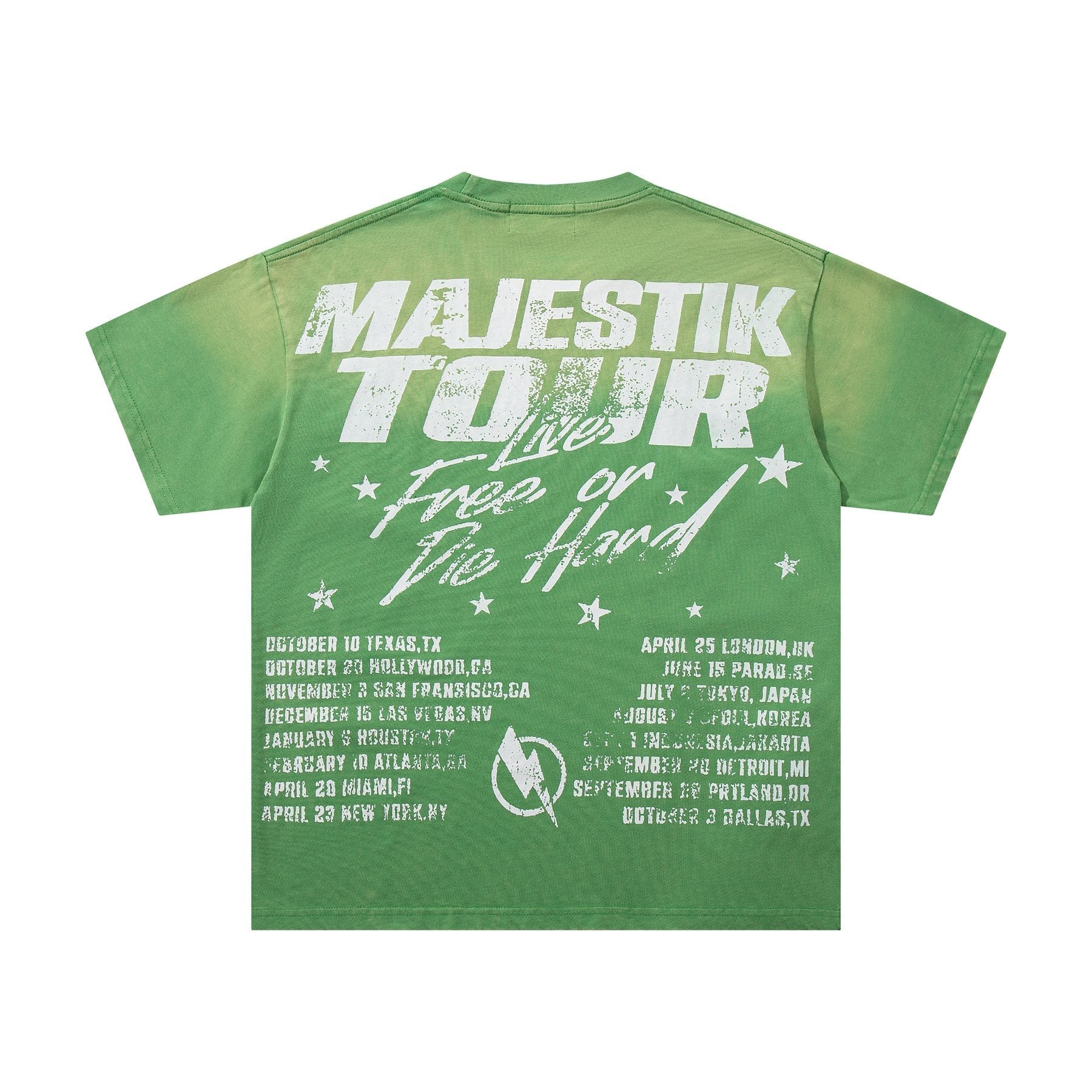 MAJESTIK Green Distressed Tour Graphic T-Shirt ¡ª back