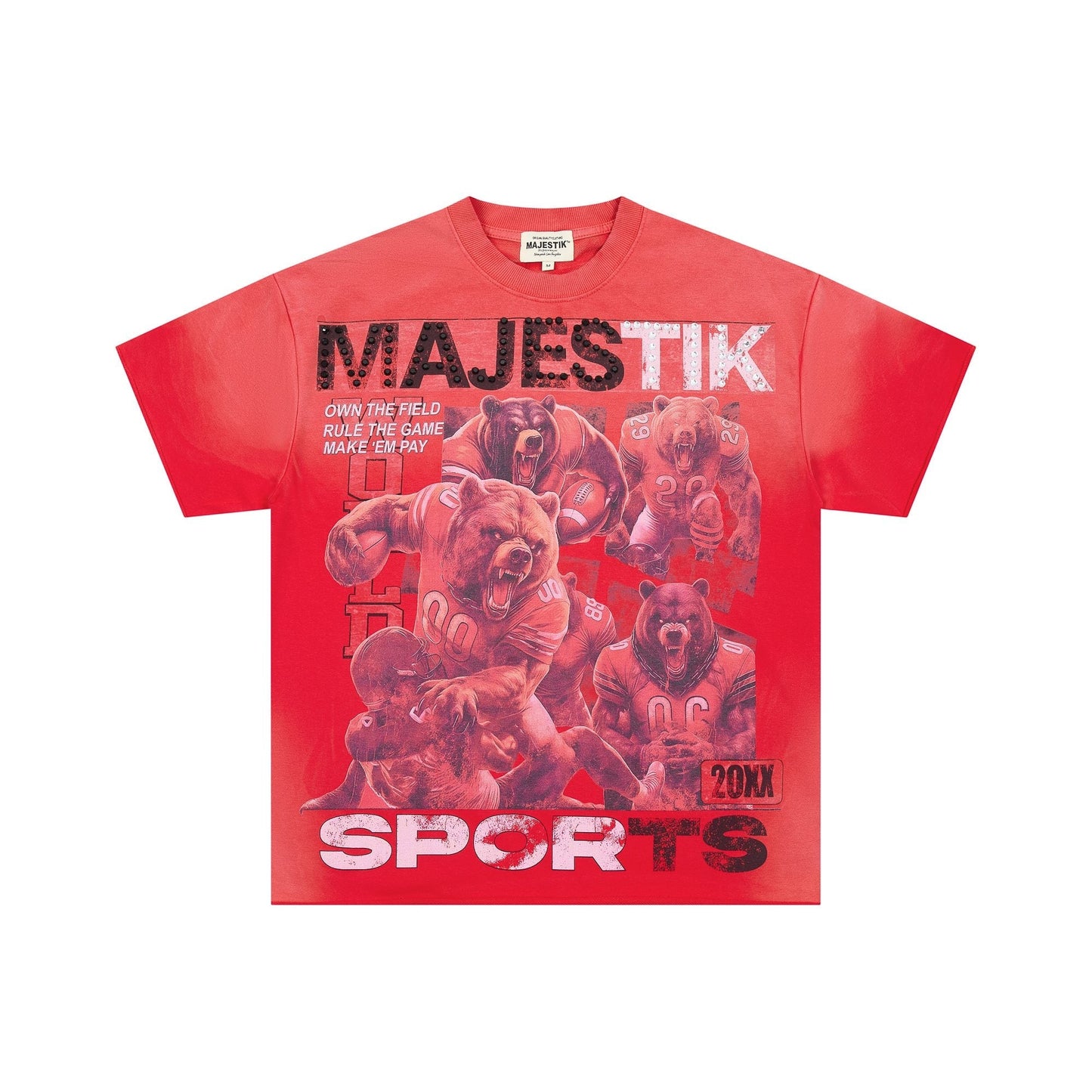 MAJESTIK Red Bear Football Graphic T-Shirt ¡ª hero