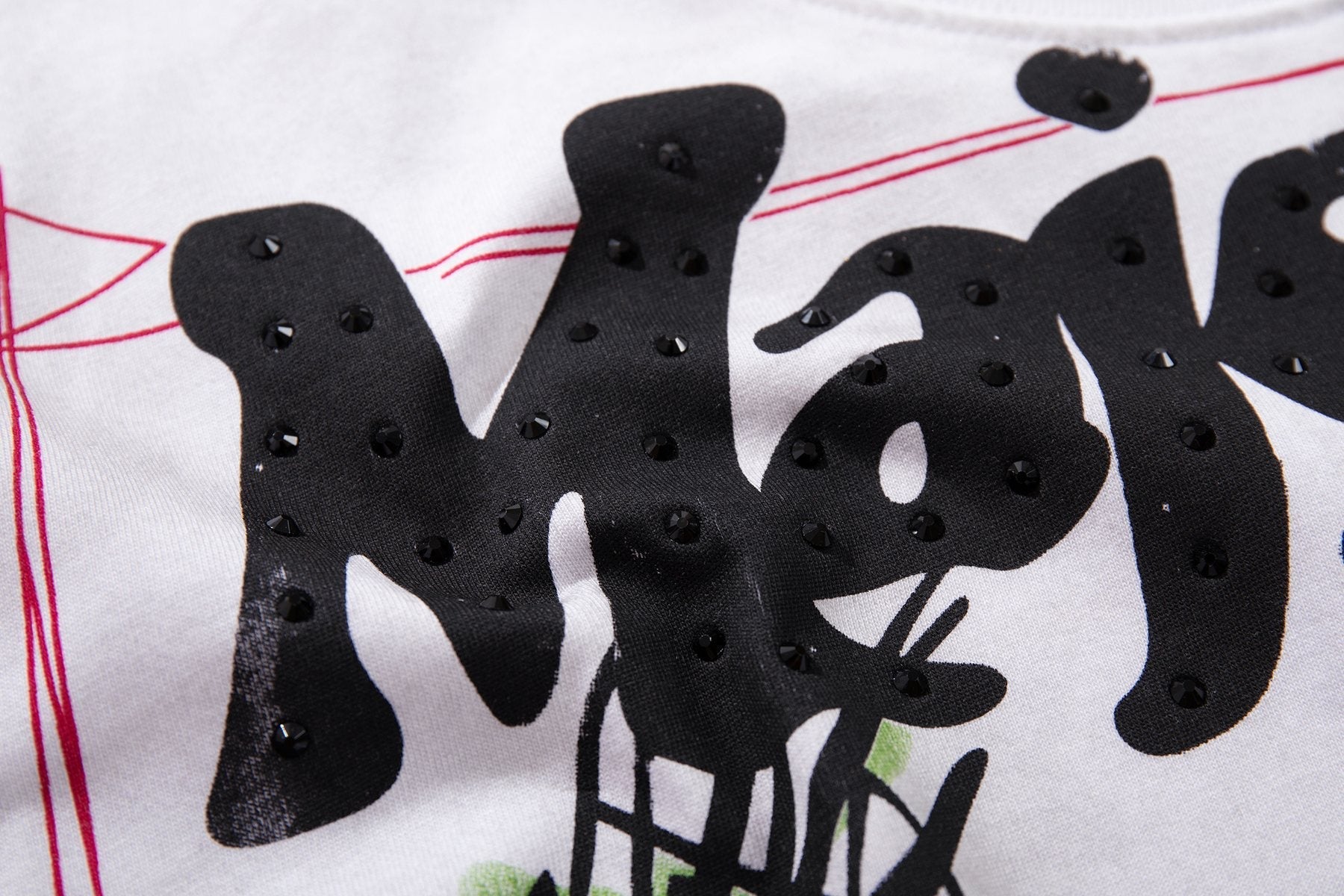 MAJESTIK Distressed Stone-Inlay Graphic T-Shirt ¡ª detail