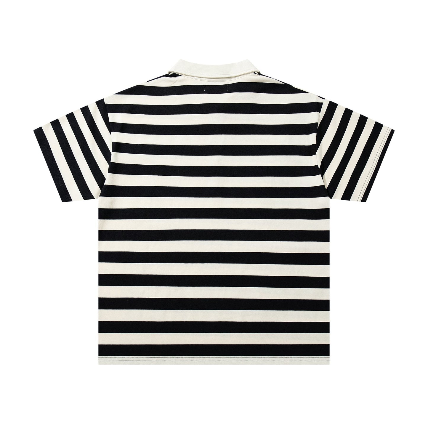 MAJESTIK Skull Graphic Striped Zip-Collar T-Shirt ¡ª back