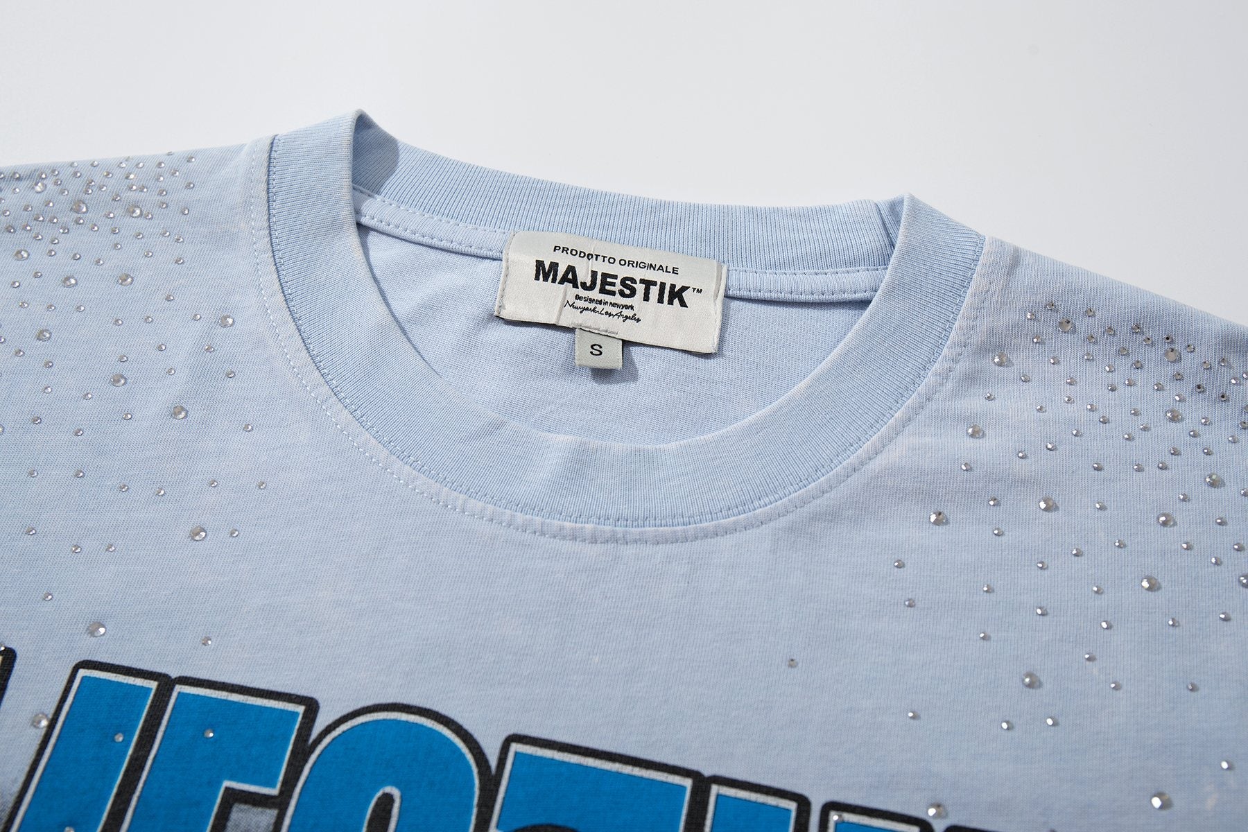 MAJESTIK Washed Rhinestone Graphic T-Shirt ¡ª neck_label