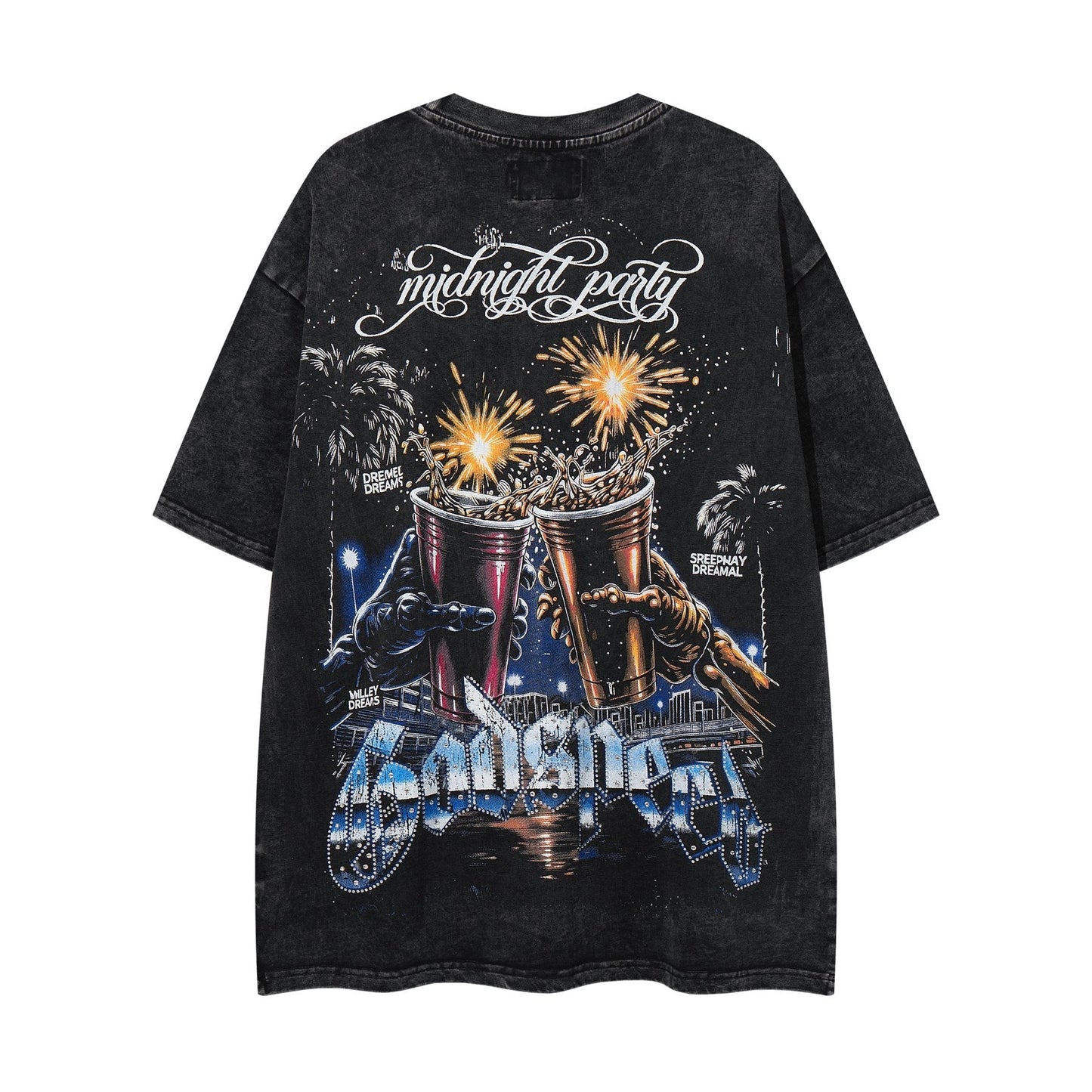 MAJESTIK Racing Graphic Acid-Wash T-Shirt ¡ª back