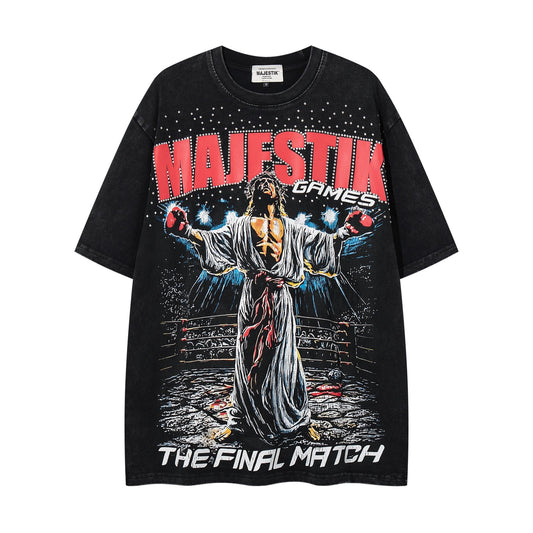 MAJESTIK Washed Black Graphic Short-Sleeve T-Shirt ¡ª hero